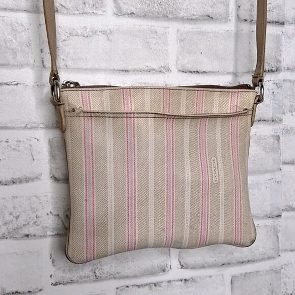 Coach Legacy Weekend Ticking Stripe Swingpack Crossbody Bag Purse - Picture 1 of 6